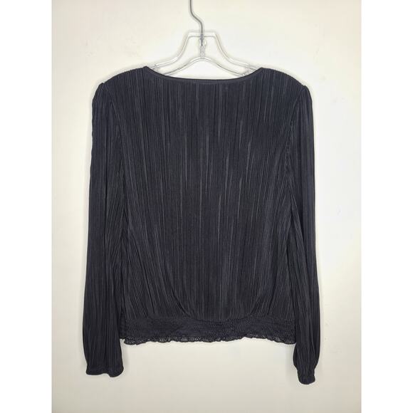 Ann Taylor Factory black ruched long sleeve shirt blouse - small - Picture 4 of 5